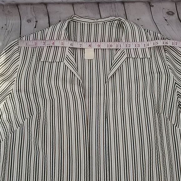 Vintage 70s Black Brown Striped Open Front Blazer - Picture 10 of 15